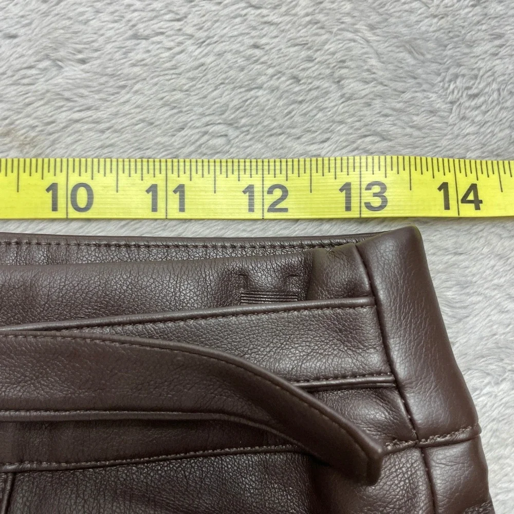 Marc New York Womens Faux Leather Skirt Size XS Espresso Belted Flare Midi